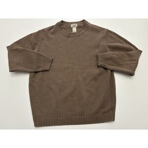 VTG LL Bean Ribbed Brown Knit Ribbed Crewneck Sweater Pullover Size Men's Large